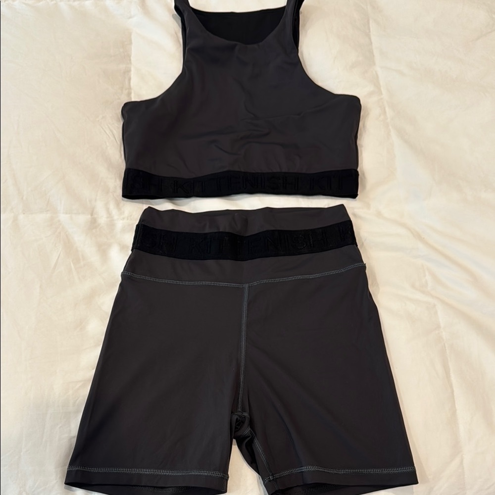 Kittenish Black Athletic Tank and Shorts Set